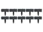Dix bordures de jardin en plastique noir aspect pierre.