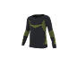 Maillot de corps de sport noir à manches longues avec des motifs géométriques vert fluo.