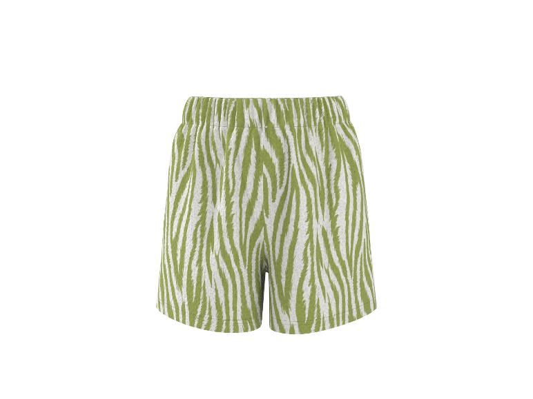 Short femme à motif zèbre vert et blanc