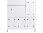 Paroi arrière blanche pour armoire avec passe-câbles.
