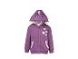 Sweat à capuche violet pour enfant avec visage de licorne sur la capuche et appliqués cœurs