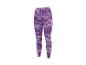 Legging de sport violet à motif abstrait et rayures, avec cordon de serrage à la taille.