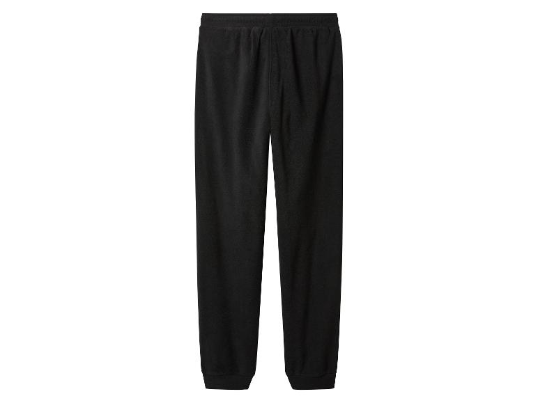 Pantalon de survêtement noir en polaire avec taille et chevilles élastiques.