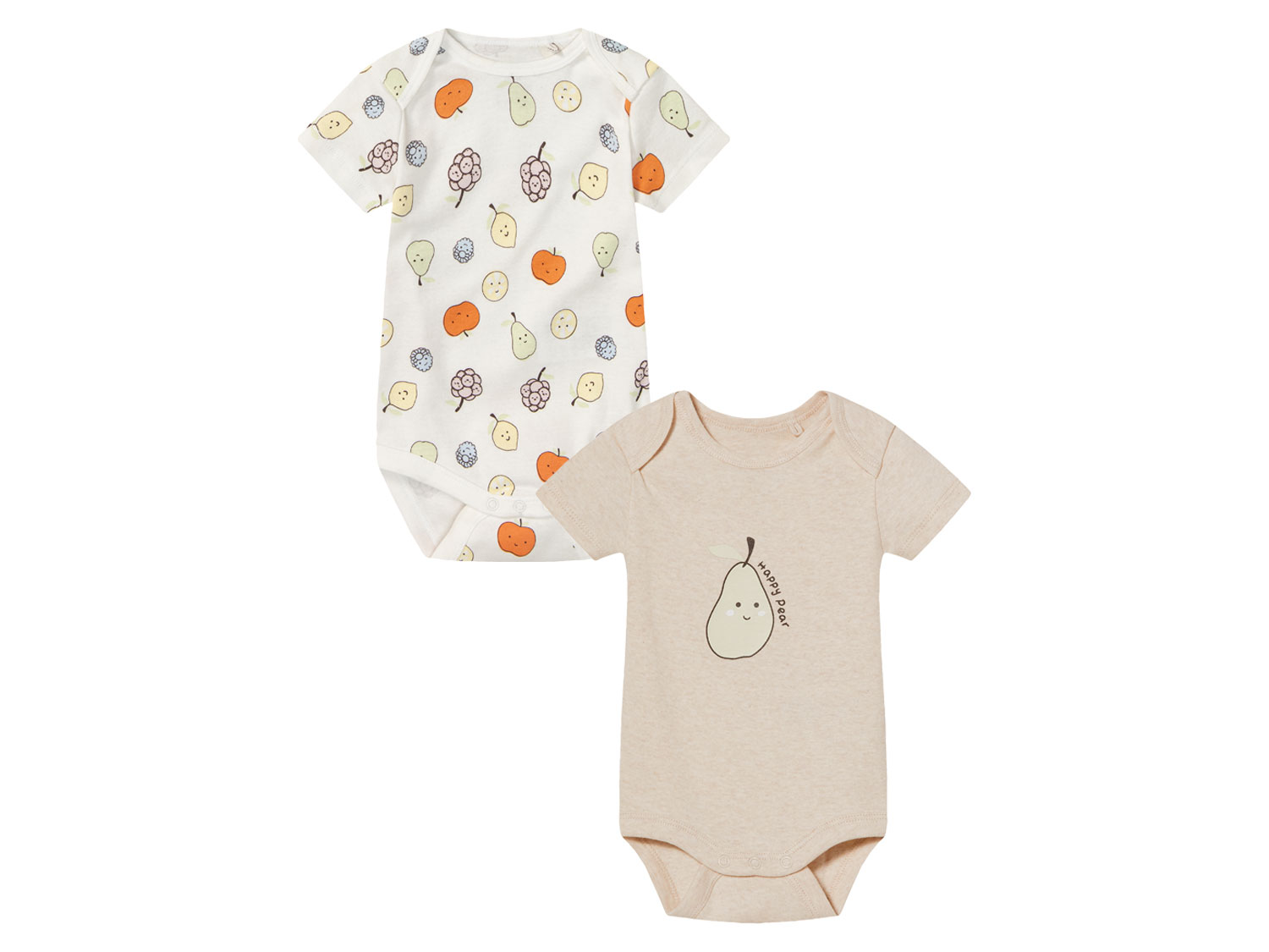 lupilu® Lot de 2 bodies bébé (beige/blanc)