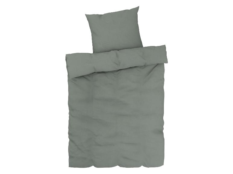 Une housse de couette grise avec une taie d'oreiller.