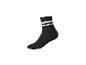 Chaussette noire avec deux rayures blanches en haut.