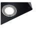 Gros plan d'une lumière de hotte de cuisine noire avec un anneau argenté, affichant 'LAMP MAX 1.5W 12V'.