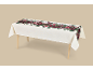 Nappe blanche avec motif floral et de baies festif rouge et vert