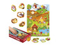 Un jeu de puzzle de ferme avec des animaux comme des vaches, des cochons, des poulets et un chien.