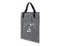 Sac de transport gris avec poignées noires, avec un dessin de tapis pliable et 3 ans de garantie.