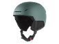 Casque de ski vert avec fentes d'aération et jugulaire réglable
