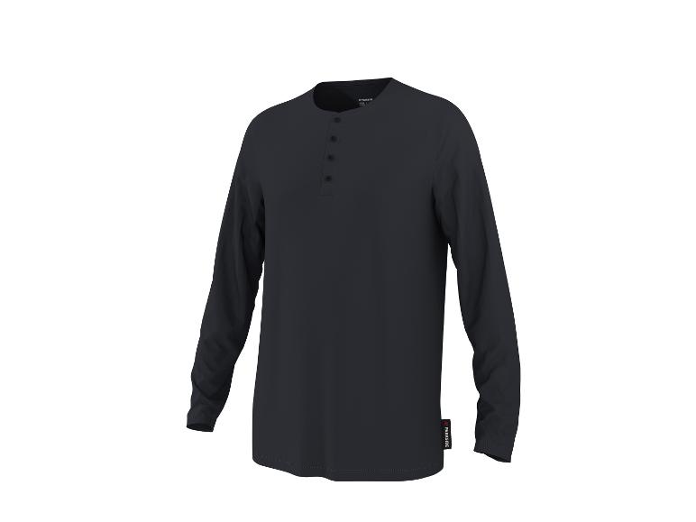 T-shirt Henley bleu foncé à manches longues pour homme avec boutons