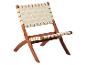 Chaise pliante en bois avec assise et dossier en sangles tissées beiges