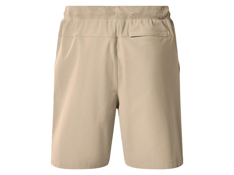 Short beige homme avec taille élastique et poche arrière, vue de dos.