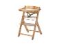 Chaise haute réglable en bois pour bébés et jeunes enfants avec harnais de sécurité gris.
