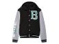 Veste de baseball noire à capuche, avec le logo 'B' et l'inscription 'Gaming Next Level'.