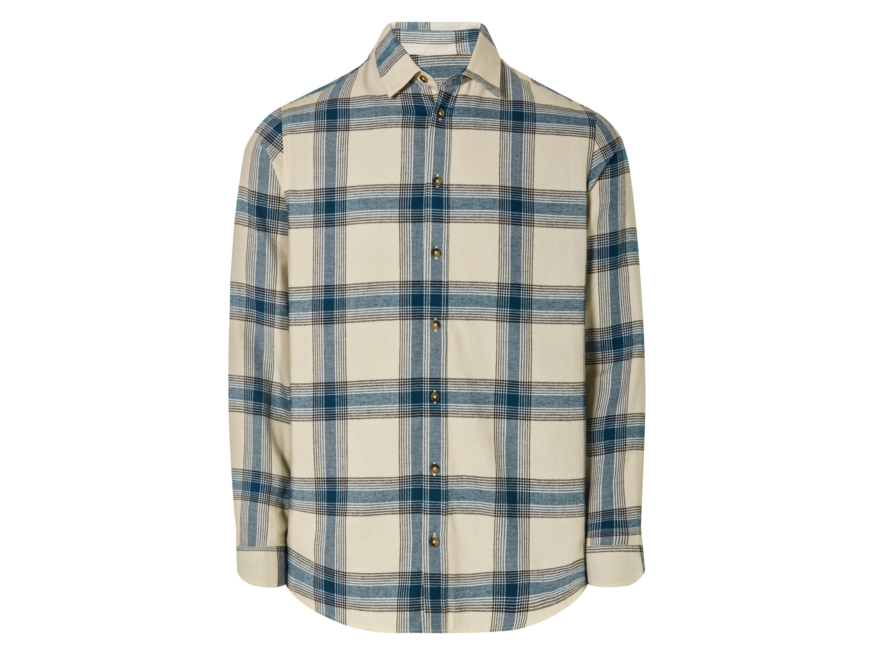 LIVERGY® Chemise en flanelle homme (M, Carreaux/crème/bleu)