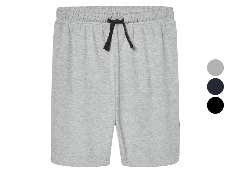 Shorts gris avec cordon, disponibles en trois couleurs.