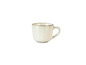 Une tasse en porcelaine blanche avec une anse.