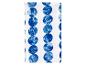 Une couverture en polaire blanche avec des points bleus.