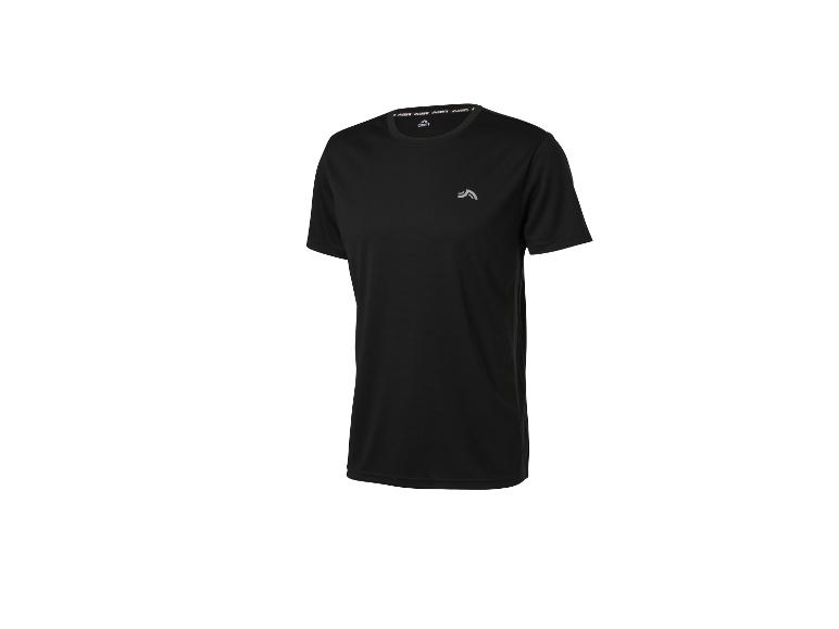 T-shirt de sport Crivit noir pour homme à manches courtes avec un petit logo sur la poitrine.