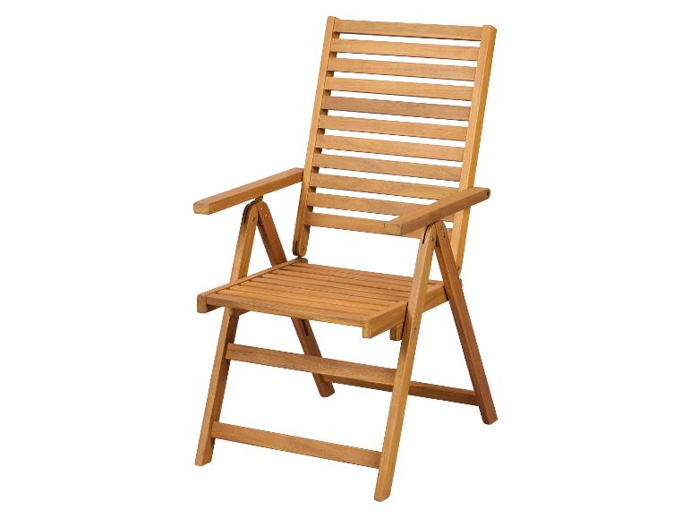 Chaise de jardin pliante en bois avec lattes et accoudoirs