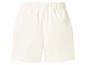 Shorts femme blanc cassé avec taille élastiquée et poches arrière.