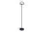 Lampe sur pied noire avec abat-jour gris.