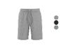 Shorts de survêtement gris avec cordon de serrage réglable, avec échantillons de couleurs noir et gris.