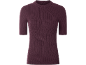 Top en maille fine pour femme à manches courtes couleur prune