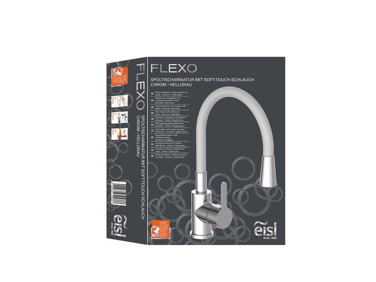 Robinet de cuisine Eisl Flexo avec flexible Soft-Touch, chromé/gris clair.