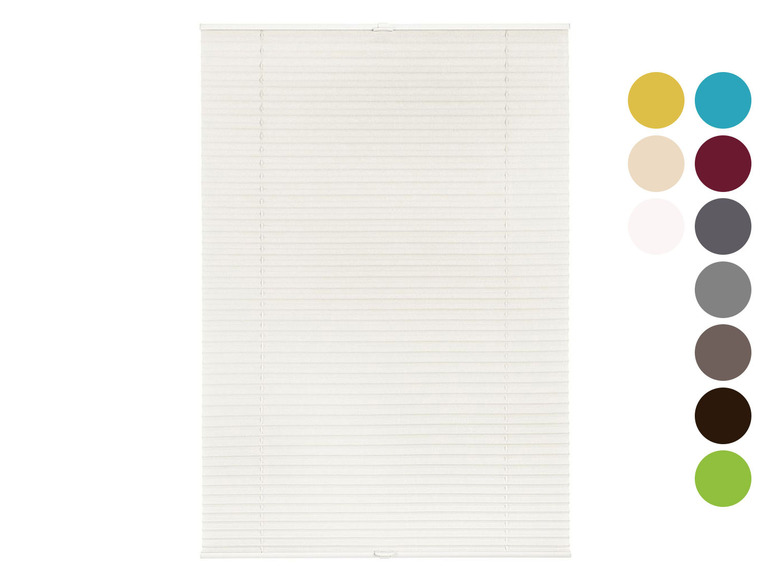 Des stores blancs avec des échantillons de couleurs.