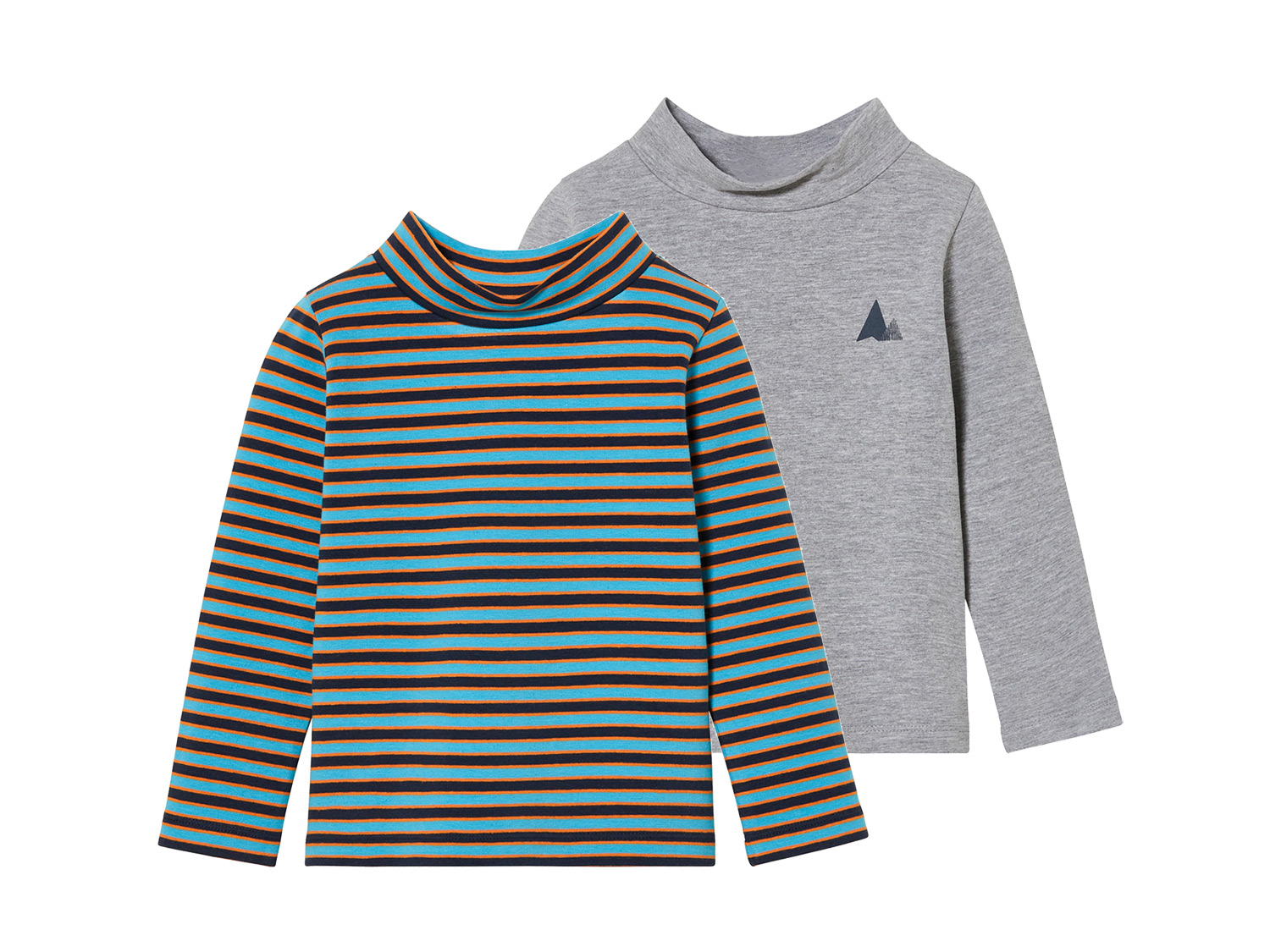 lupilu® Lot de 2 t-shirts thermiques à manches longues garçon (2-4 ans, gris/bleu/marine)