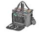 Sac de loisirs créatifs gris avec dessus transparent et compartiment avant ouvert