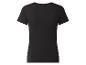 T-shirt côtelé noir à manches courtes pour femme