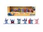 Ensemble de figurines métalliques Disney Stitch, incluant Stitch, Stitch ukulélé, Stitch en costume rouge, Stitch surfeur, Stitch danseur et Angel.