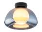Luminaire de plafond design moderne avec globe en verre fumé.