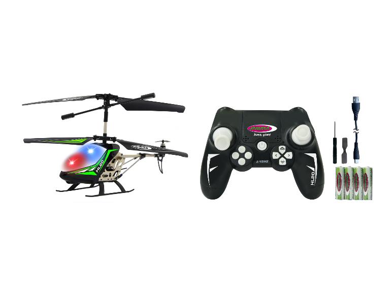 Un hélicoptère RC Jamara avec contrôleur, piles et outils.
