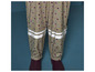 Pantalon de pluie beige avec un motif de feuilles et des bandes réfléchissantes