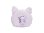 Pochette en peluche lilas en forme de tête de chat avec une petite figurine de chat