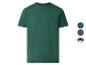 T-shirt vert à manches courtes avec petit logo brodé et échantillons de couleurs.