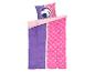 Parure de lit rose et violette à motif d'aigle.