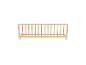 Barrière de lit en bois avec barreaux verticaux et roulettes blanches