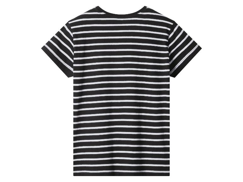 T-shirt à manches courtes rayé noir et blanc, vue de dos.