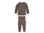 Ensemble tricoté premium LUPILU® pour bébé, pull et pantalon côtelés marron.