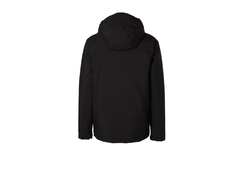Veste noire pour homme avec capuche, vue de dos.