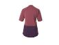 T-shirt de sport bicolore pour femme, dos, manches courtes, col montant, bordeaux et violet.