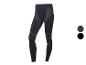 Leggings de sport bleu foncé avec des détails gris.