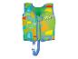 Gilet de natation vert pour enfant avec motif géométrique coloré et fermeture éclair.