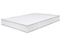 Un matelas blanc avec un bord gris et un motif en losange.